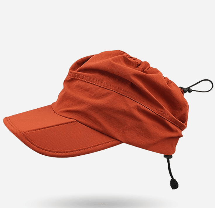 Orange Women's Foldable Sun Visor Cap Quick Dry Packable Empty Top Hat