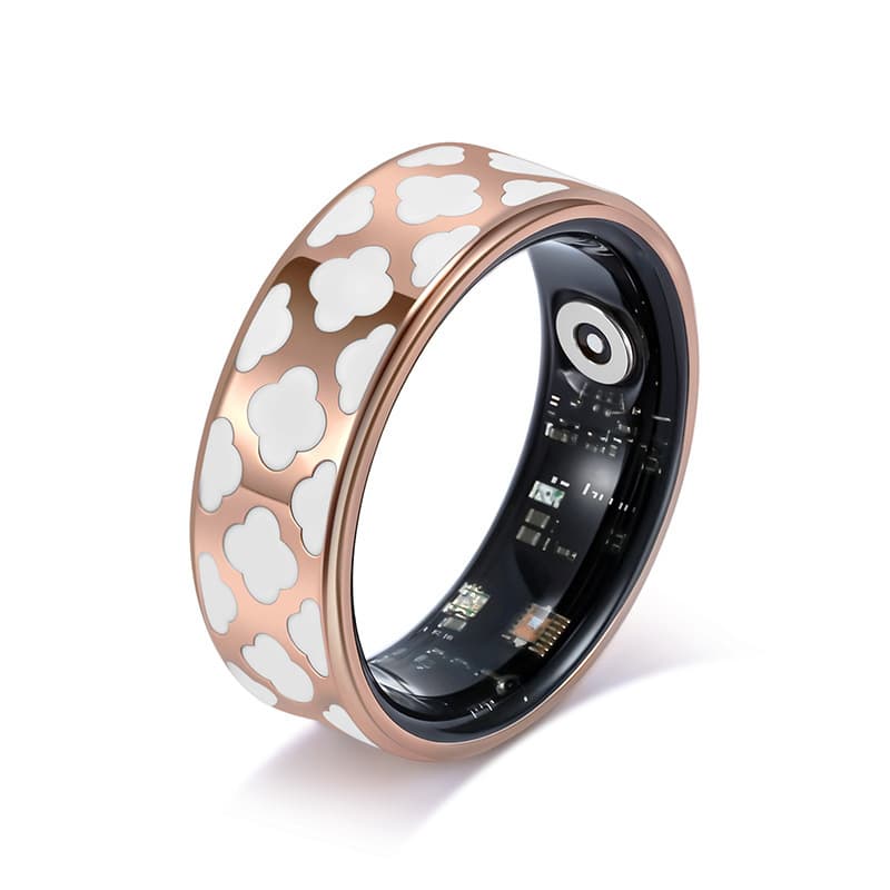 6# Striped Gold Smart Health Ring Tracker with Wireless Charging Case
