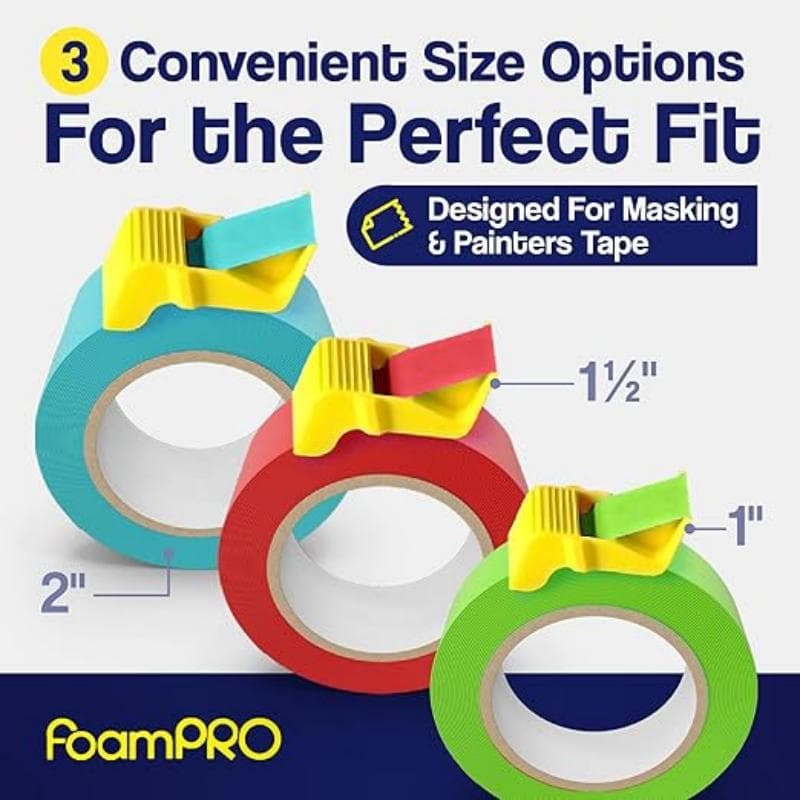 15 Pack Masking Tape Cutter Set (5 x 3 Sizes) Compact Clip-On Dispenser