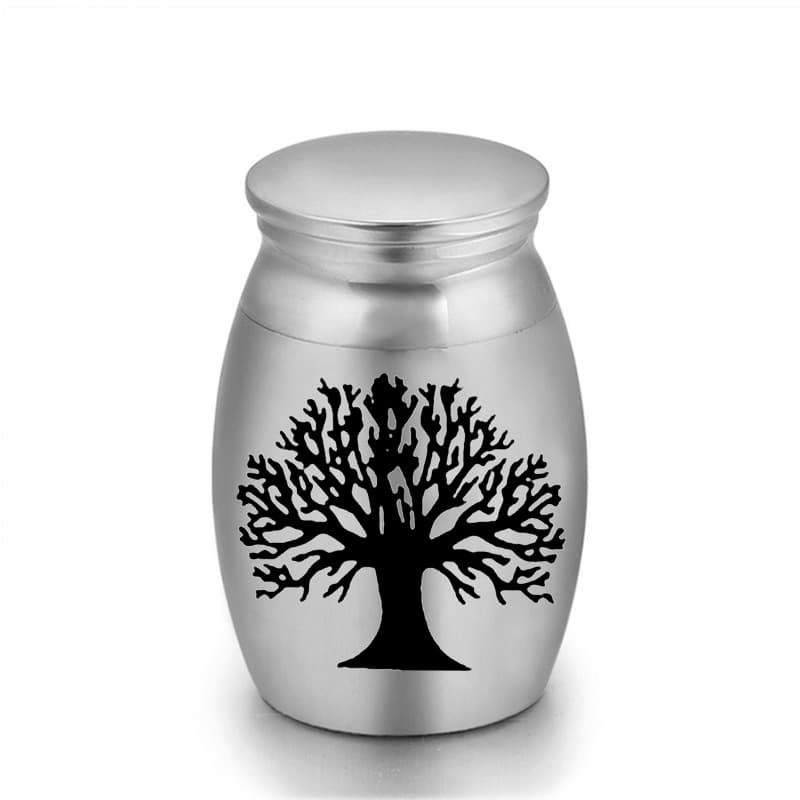 6-Pack 25x16mm Tree of Life Engraved Mini Keepsake Urn - Steel Memorial