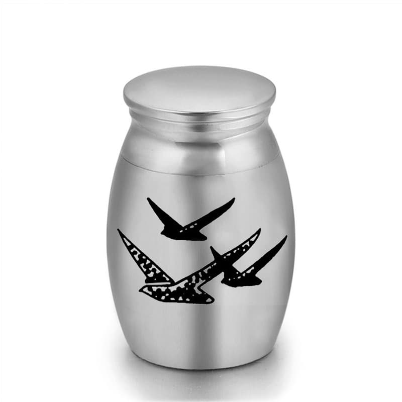 6-Pack 25x16mm Flying Bird Engraved Mini Keepsake Urn - Steel Ashes Memento