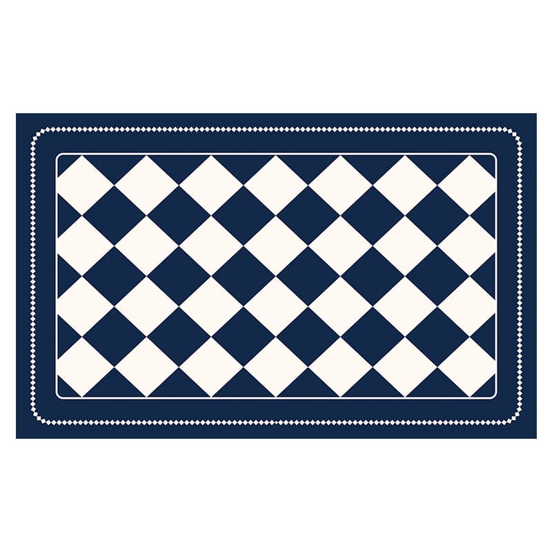 Dark Blue Checkered Design Loofah Texture Shower Mat (44 × 75 cm) - Non-Slip