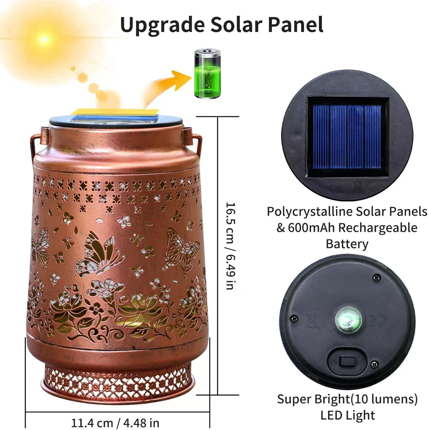 Decorative Solar Butterfly Hanging Lantern (11 × 11 × 17 cm)