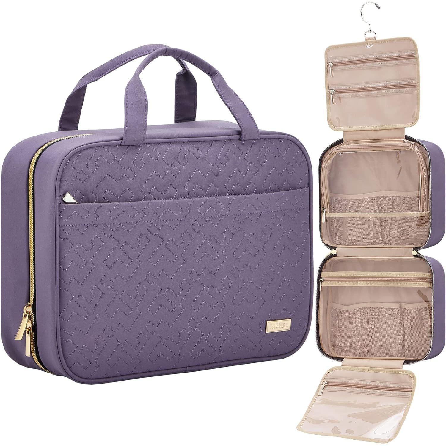 Purple Large Capacity Hanging Toiletry Bag for Women (30.5 × 22.5 × 12 cm)