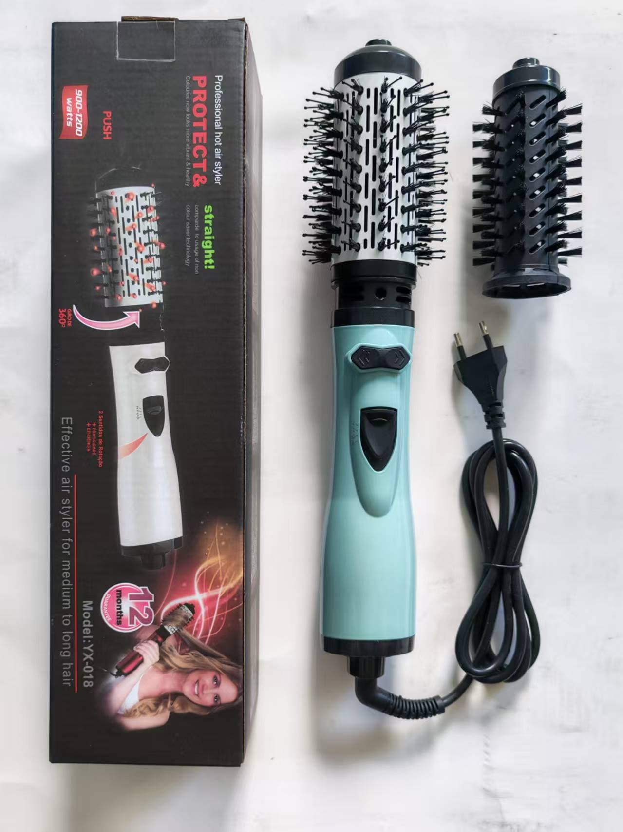 2-in-1 Blue Automatic Rotating Hot Air Styler (38/50mm Curling Barrel)