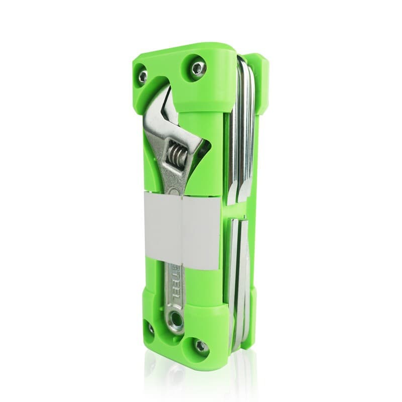 Green Compact 16-in-1 Bicycle & Motorcycle Repair Multi-Tool with Adjustable