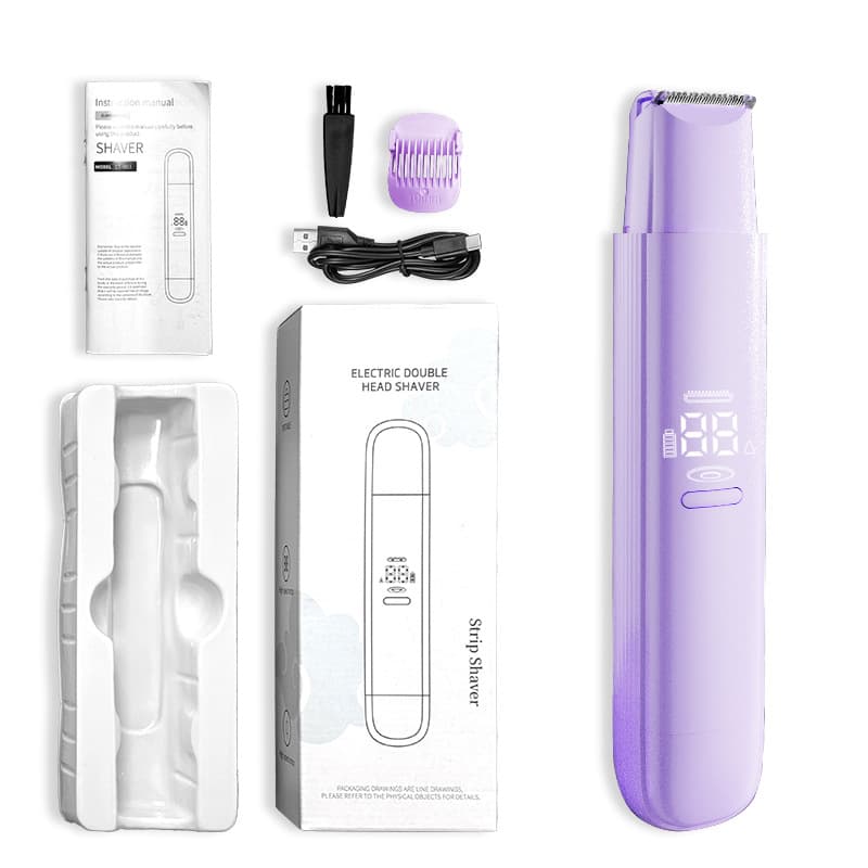 Purple Painless Electric Shaver for Women - USB Rechargeable Bikini Trimmer