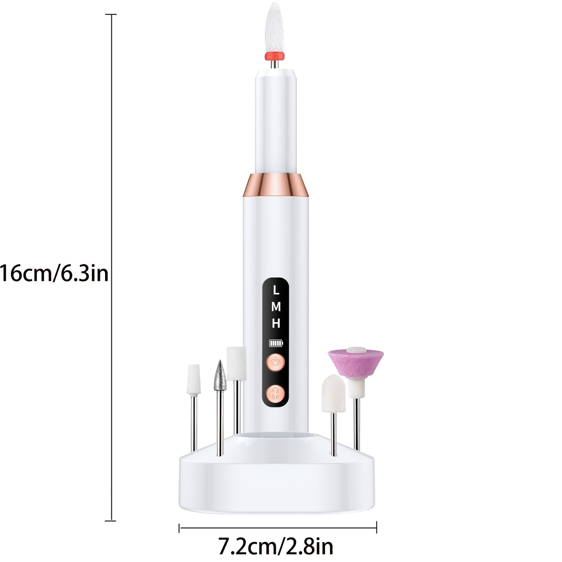 White Cordless Electric Nail Drill Kit - Portable Manicure Pedicure Polisher