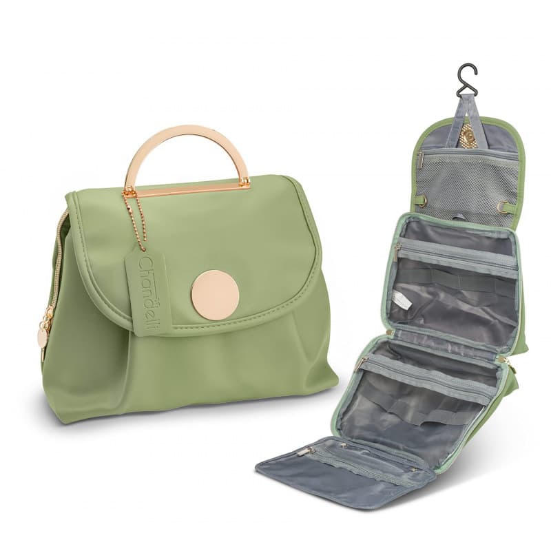 Green Water-Resistant Travel Toiletry Bag with Hook - Foldable Cosmetic