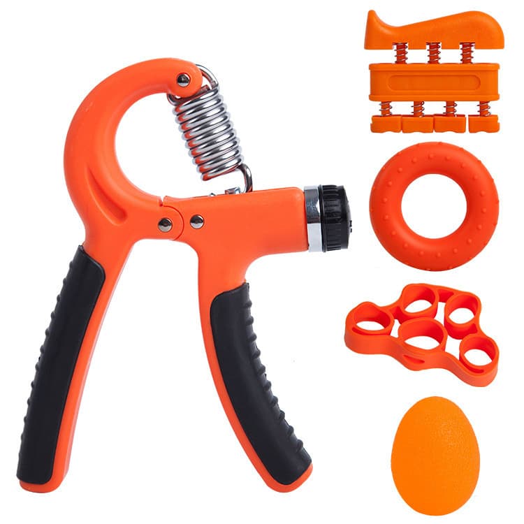Orange 5 in 1 Hand Grip Strengthener Kit Adjustable Resistance Finger