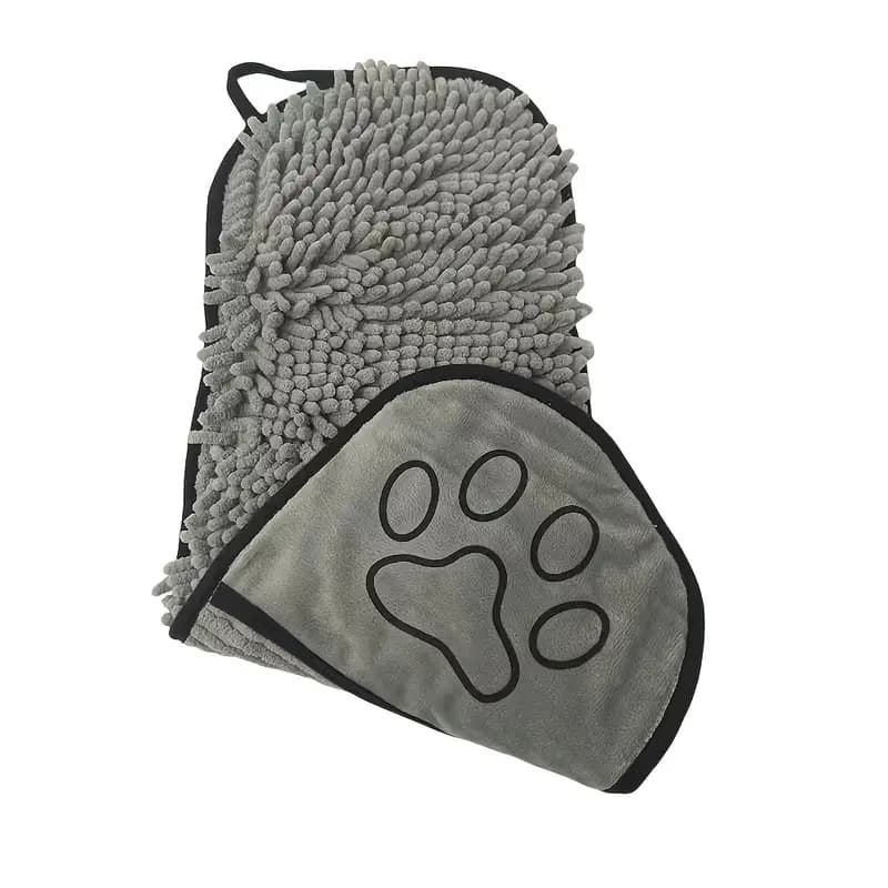 Grey Super Absorbent Pet Bath Towel with Hand Pockets Quick Dry - Grey Towel