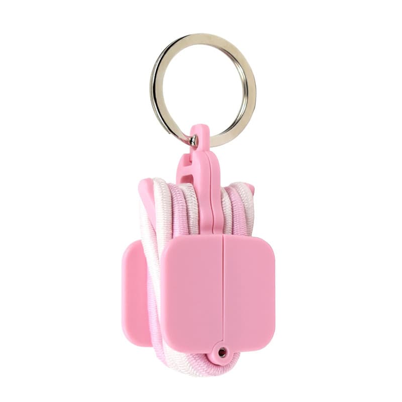3-PCS Pink Portable Hair Tie Organizer Keychain Compact Hair Accessories