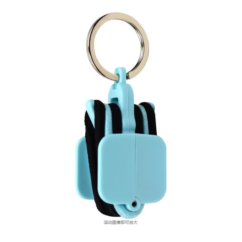 3-PCS Blue Portable Hair Tie Organizer Keychain Compact Hair Accessories