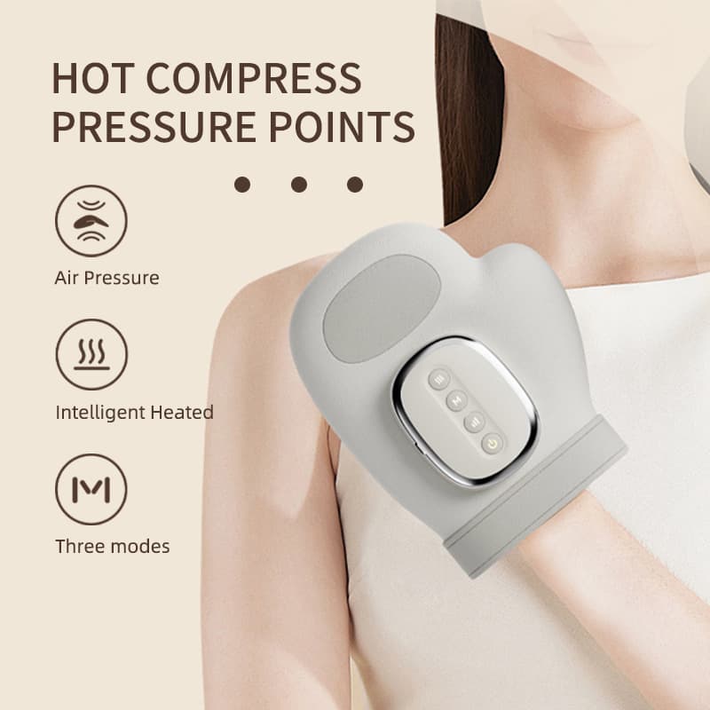 Grey Electric Cordless Hand Massager with Heat and Air Compression Smart