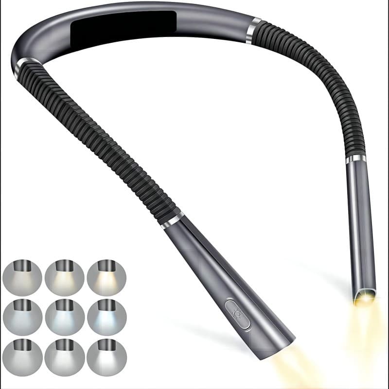 Grey Hands-Free USB Rechargeable Neck Reading Light 3 - Grey For Night