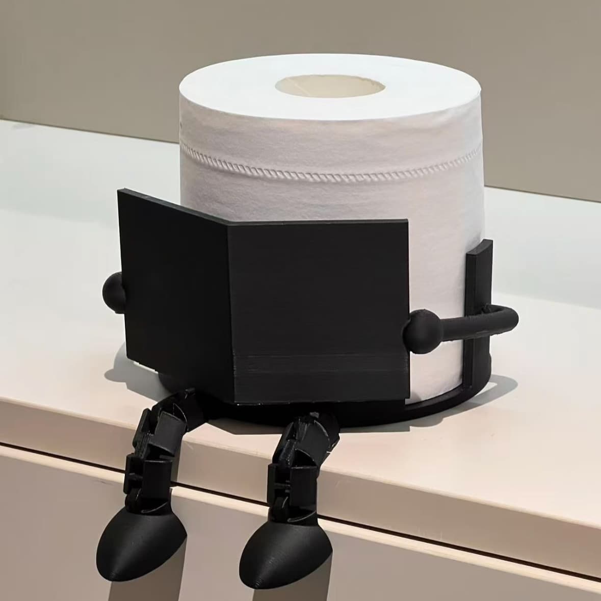 2-PCS Black Novelty 3D Printed Reading Figure Toilet Roll Holder Fun Desktop