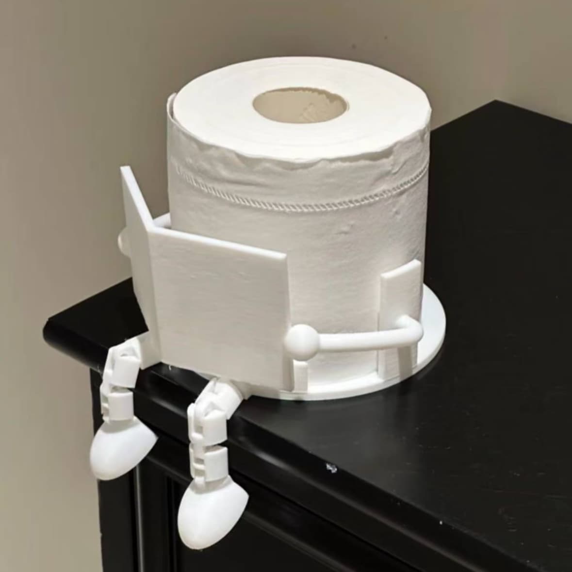 2-PCS White Novelty 3D Printed Reading Figure Toilet Roll Holder Fun Desktop