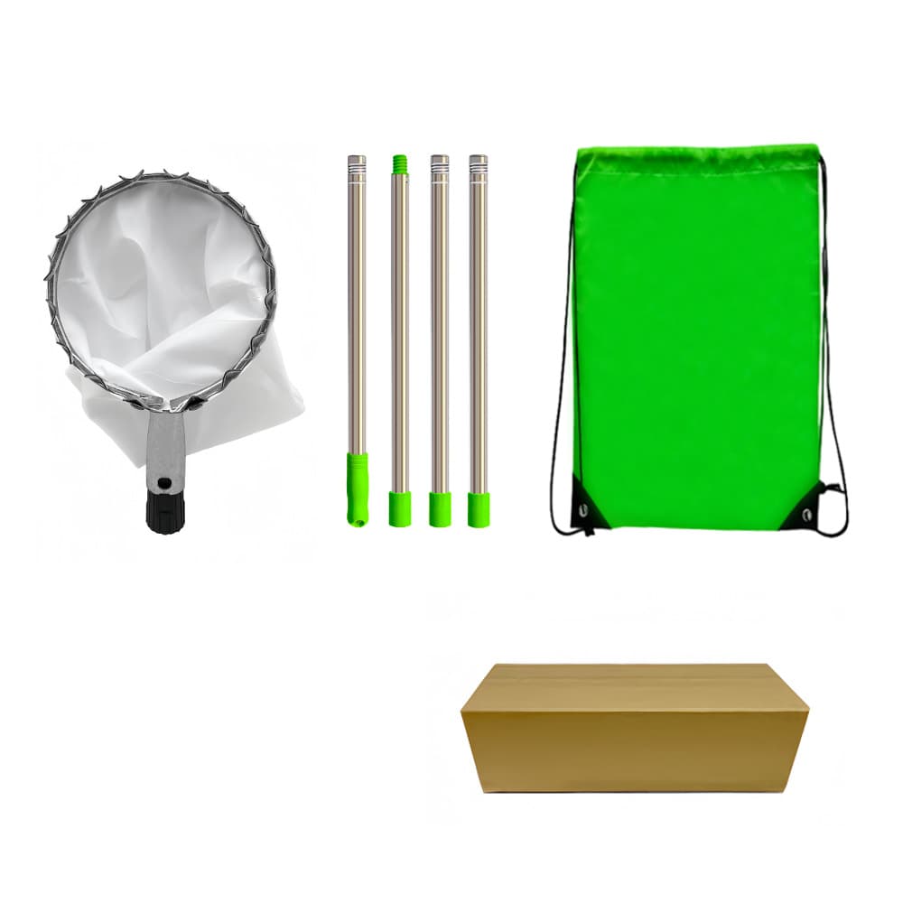 Green Telescopic Fruit Picker Tool with Stainless Steel Extension - 1.6m