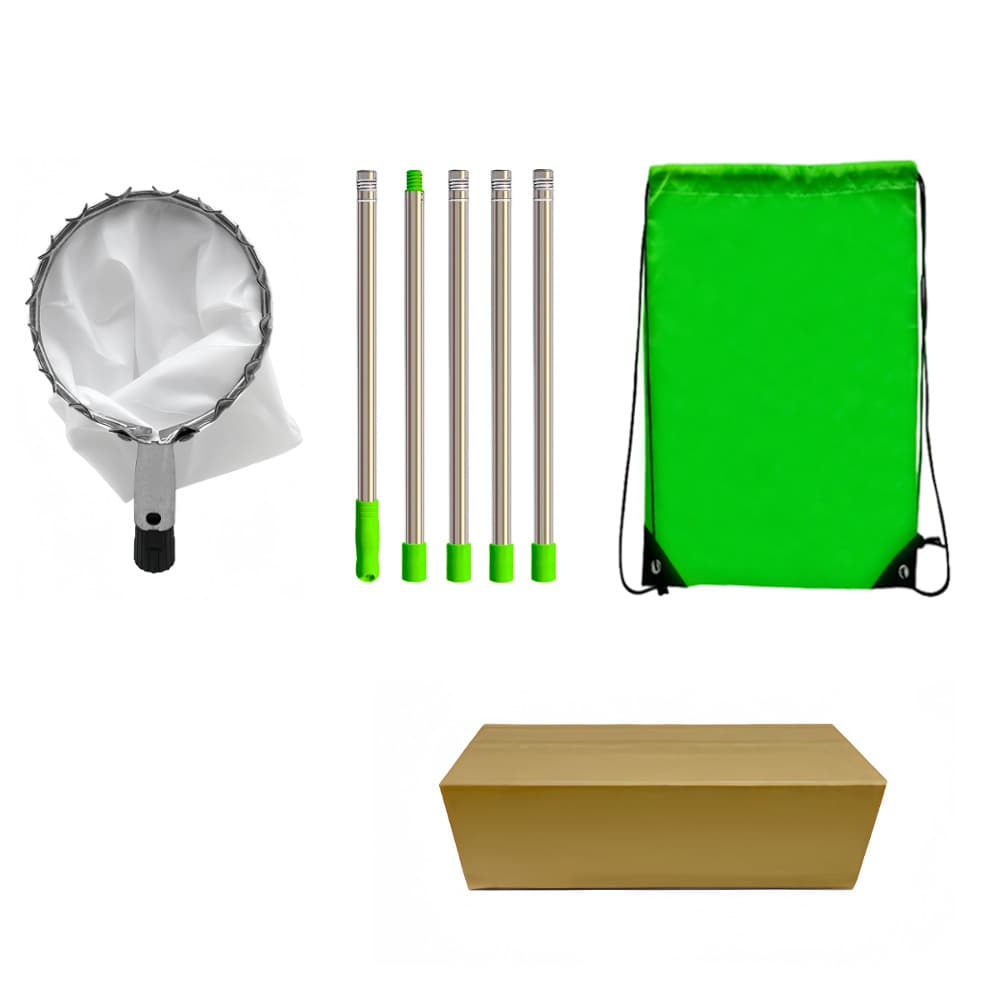 Green Telescopic Fruit Picker Tool with Stainless Steel Extension - 2.0m