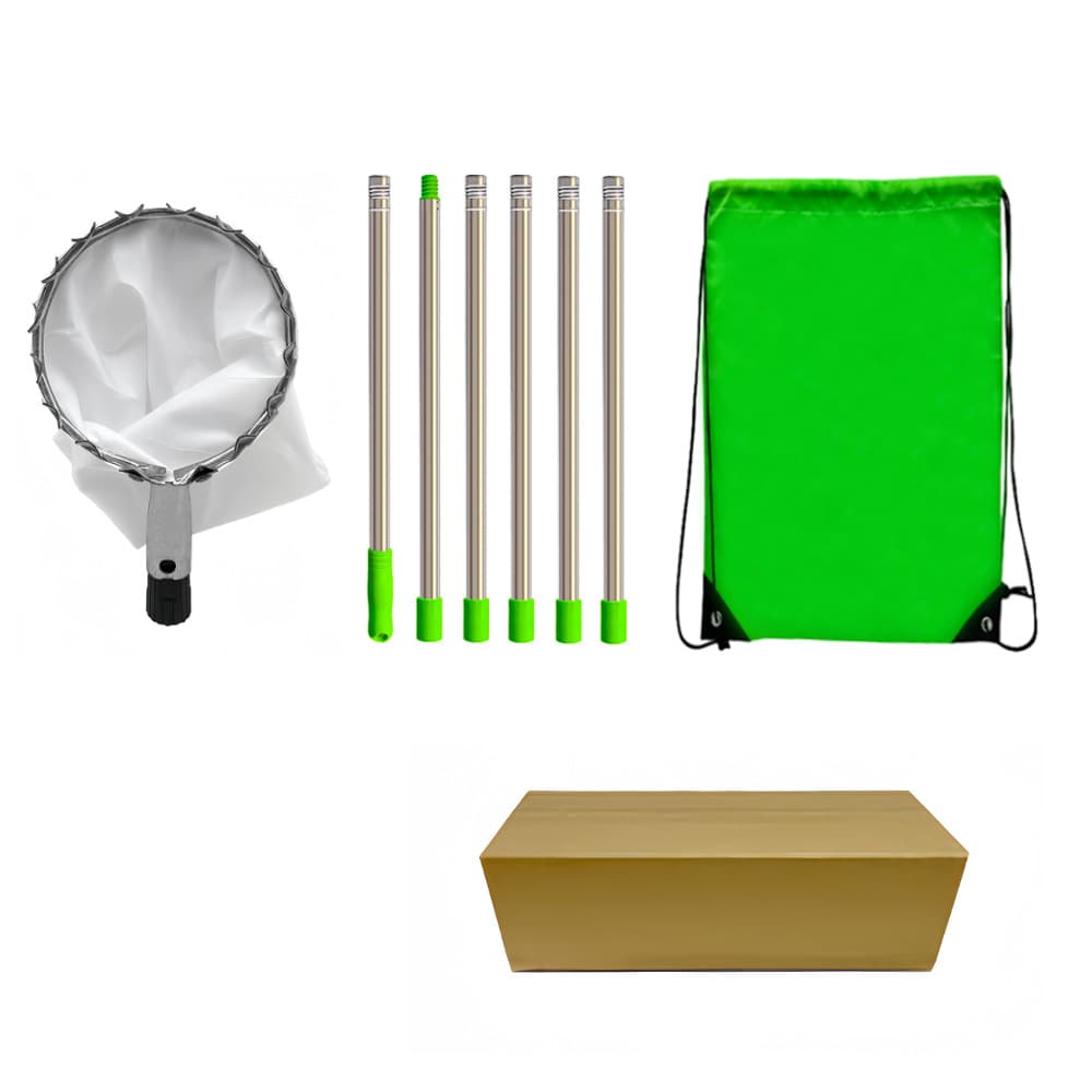 Green Telescopic Fruit Picker Tool with Stainless Steel Extension - 2.4m