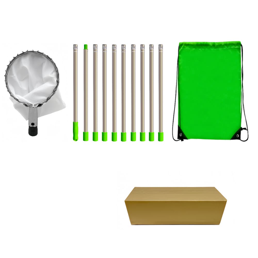 Green Telescopic Fruit Picker Tool with Stainless Steel Extension - 4.0m