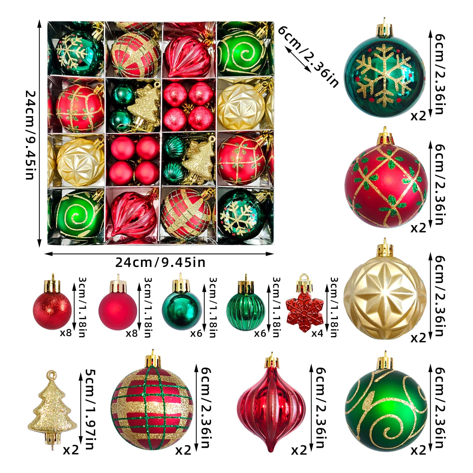 MJXK46-20Y Christmas Decorative Balls Set (24 × 24 × 6 cm) - Shatterproof
