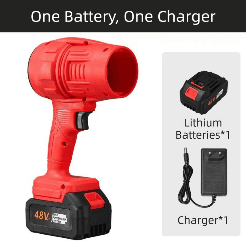 Red Ultra-High Power Cordless Turbine Air Blower With Lithium Battery & Plug
