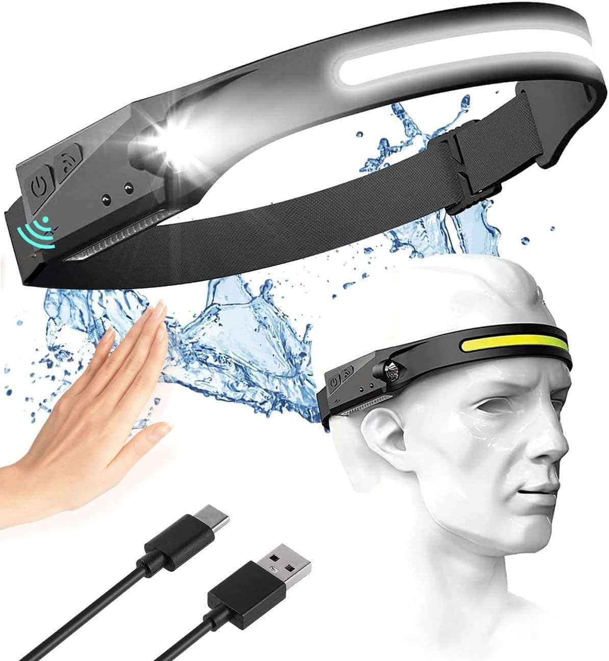 Adjustable High-Lumen Rechargeable COB LED Headlamp - 230° Wide Beam Head