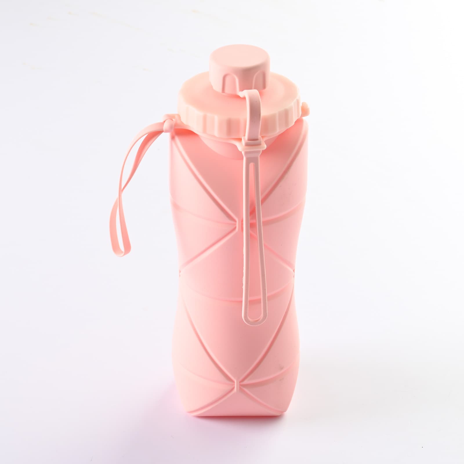 Pink Portable Food Grade Silicone Collapsible Sports Water Bottle 600 ml