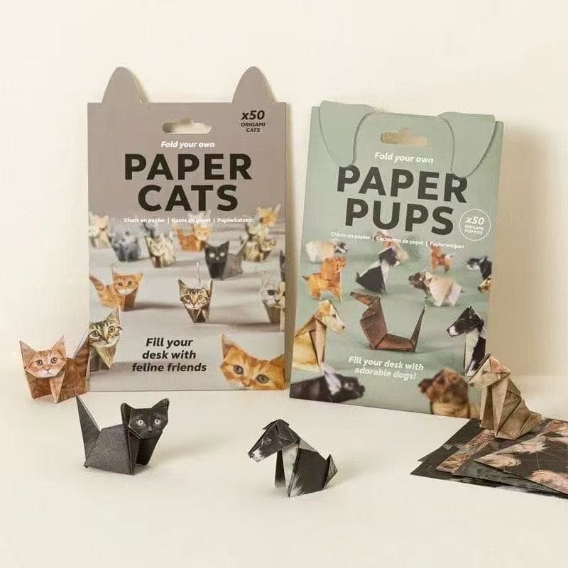 DIY Geometric Origami Kit for Kids Total 100 Sheets - Semi-Finished Cat