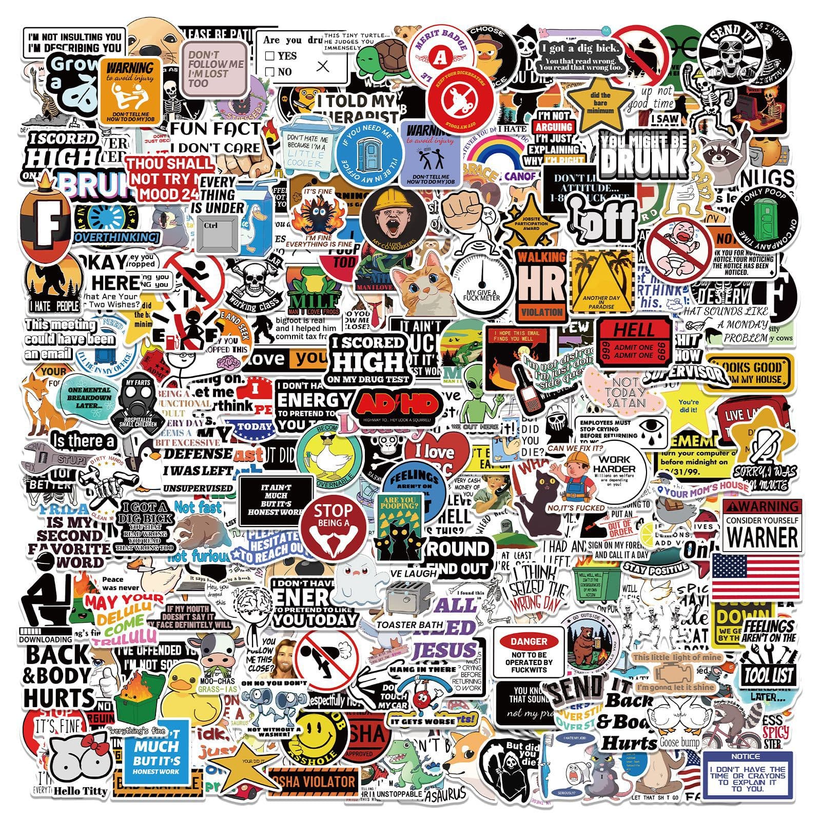 300-Piece Prank Meme Graffiti Stickers Pack - Waterproof PVC Personalized