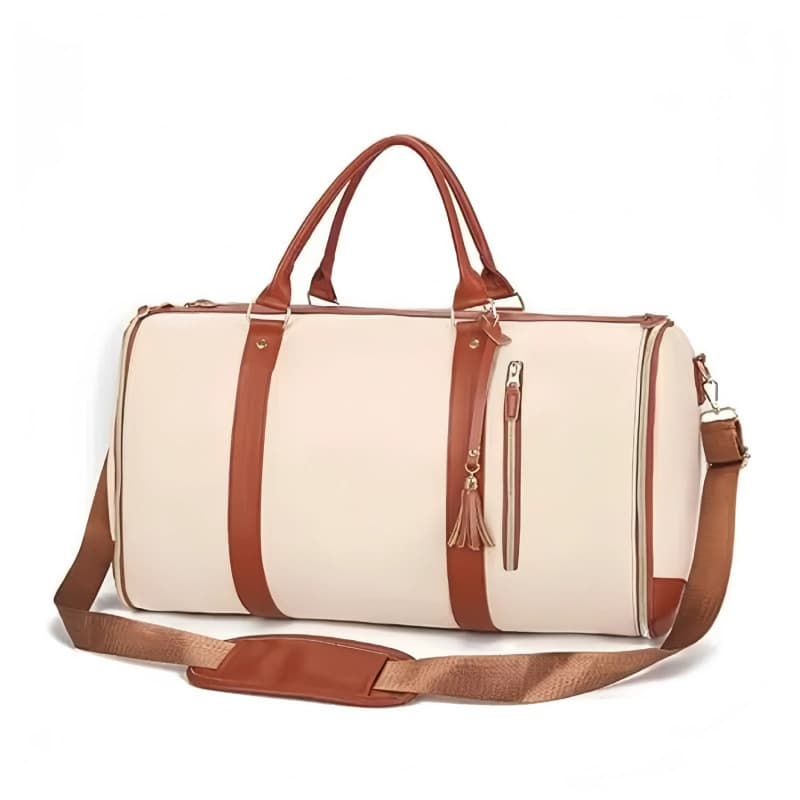 White 56-75L Large Capacity Foldable Garment Duffel Bag with Shoe Pouch