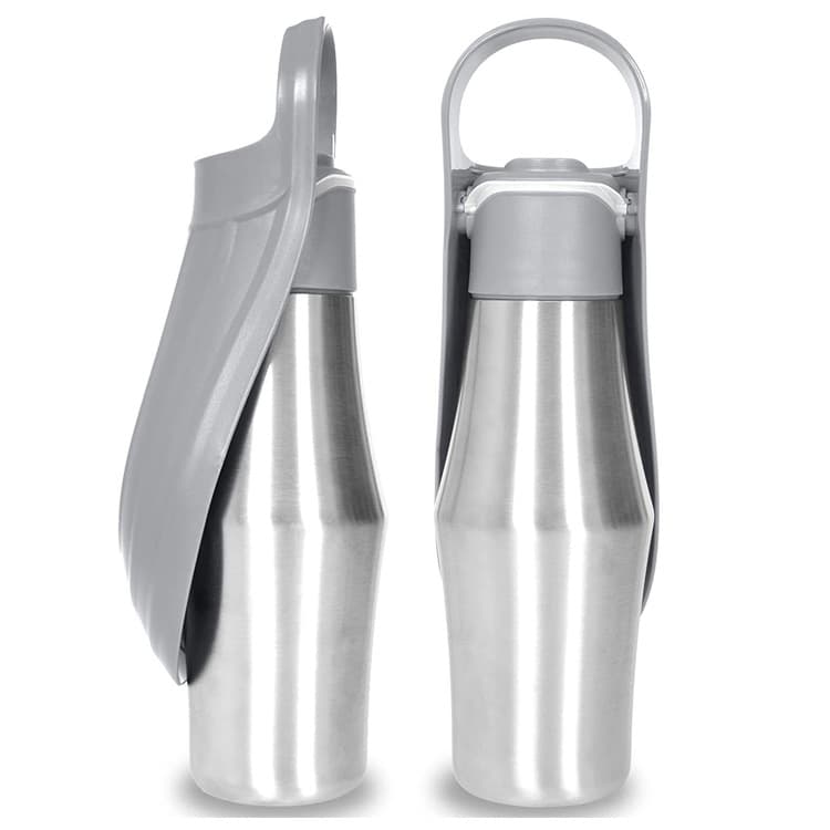 Grey 27oz Food-Grade 304 Stainless Steel Pet Water Bottle - Portable Dog