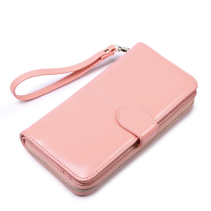 Pink Women's Long Buckle Closure Wallet - PU Lether Large Capacity