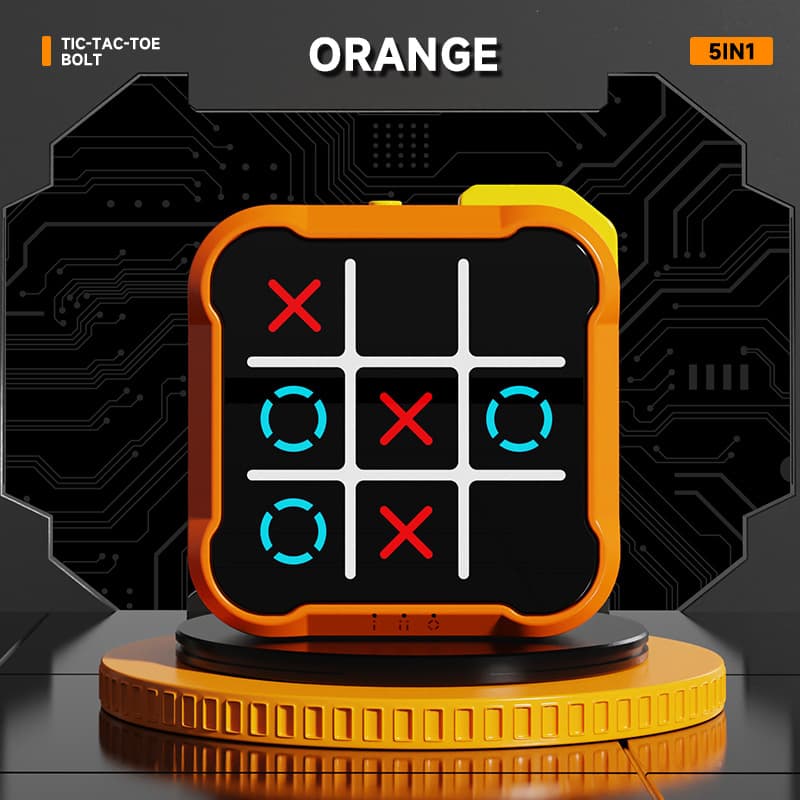 Orange All-in-One Tic-Tac-Toe Desktop Game - Portable Family Interactive