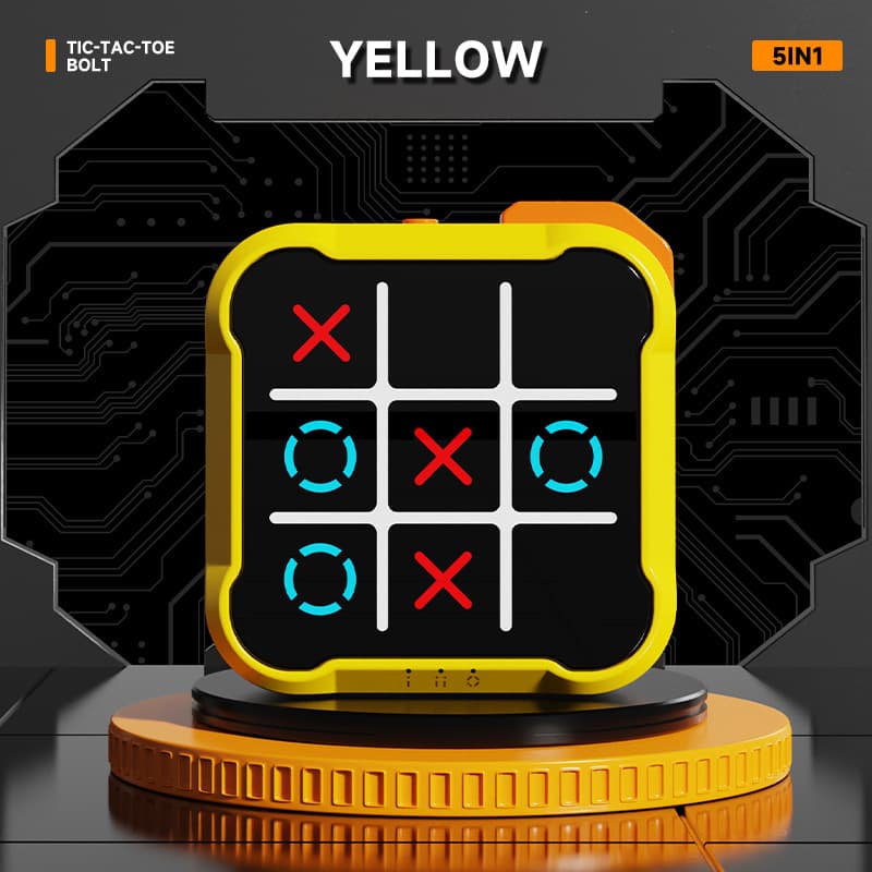 Yellow All-in-One Tic-Tac-Toe Desktop Game - Portable Family Interactive
