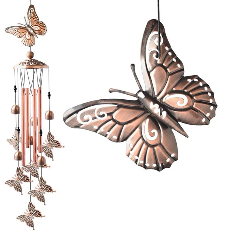 90 cm Large Creative Butterfly Vintage Metal Tube Wind Chimes - Handcrafted