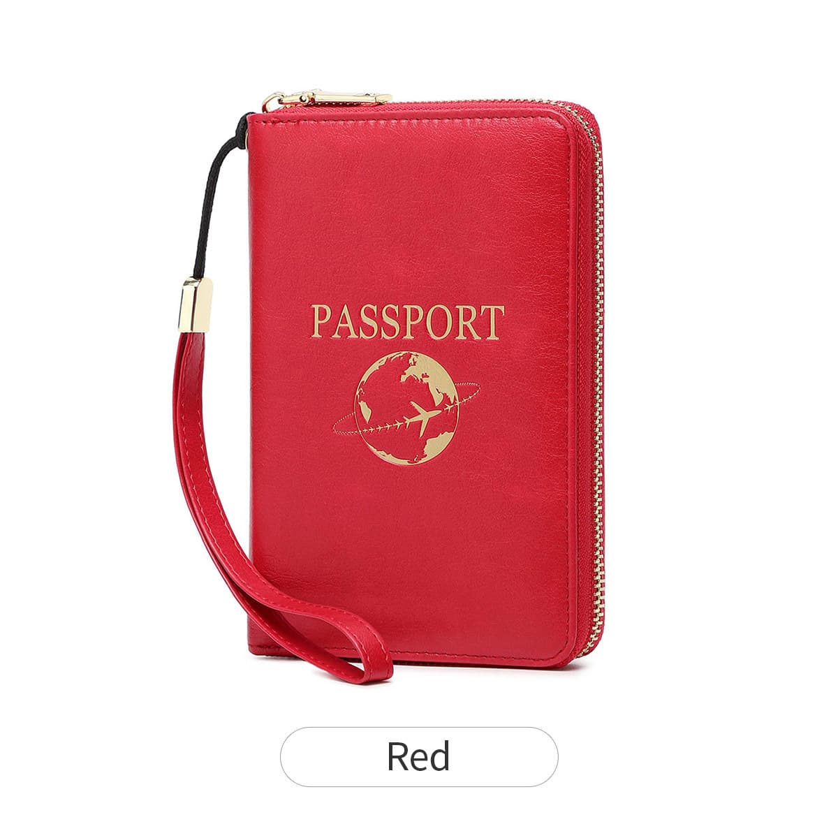 Red RFID Blocking Travel Passport Holder - Multi-functional