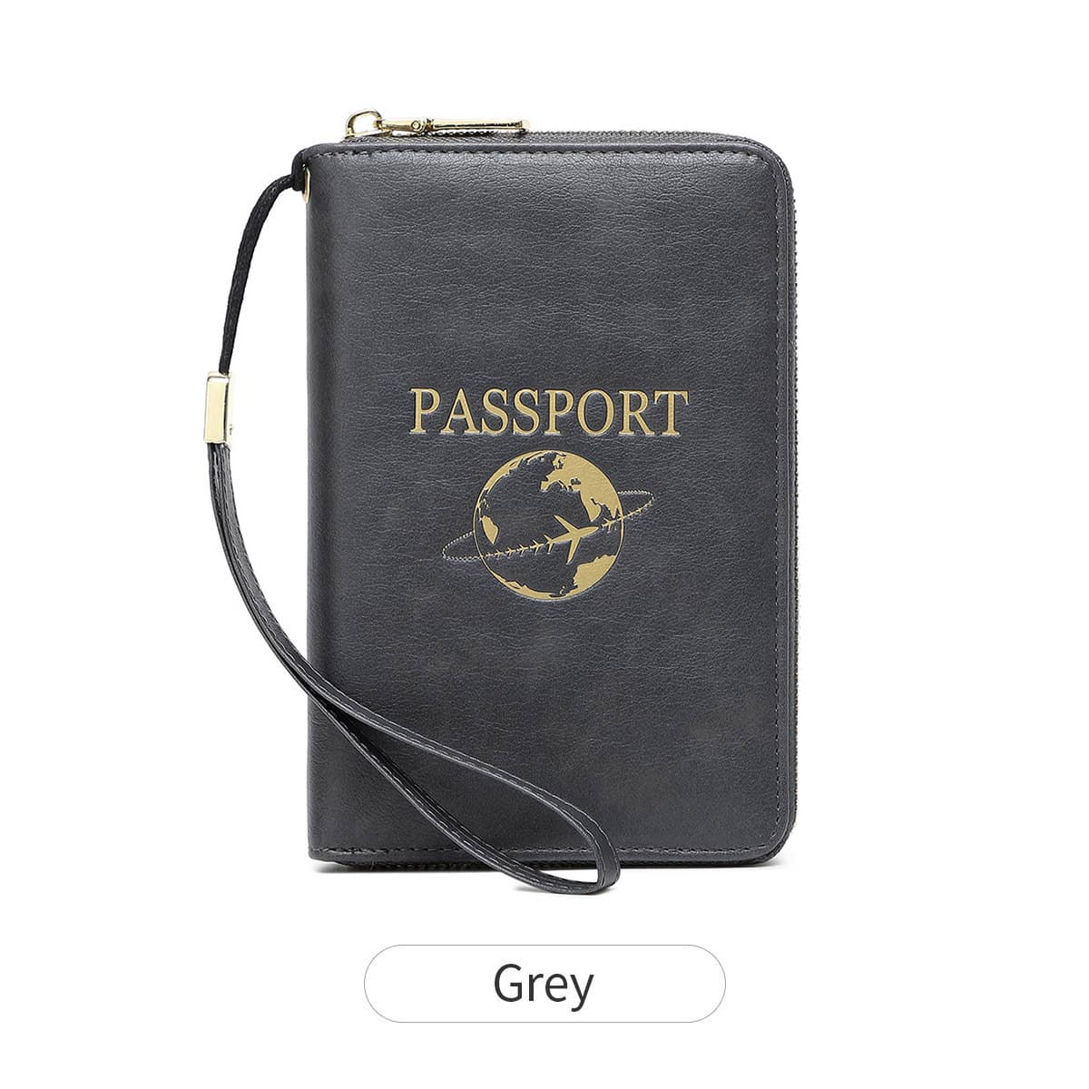 Grey RFID Blocking Travel Passport Holder - Multi-functional