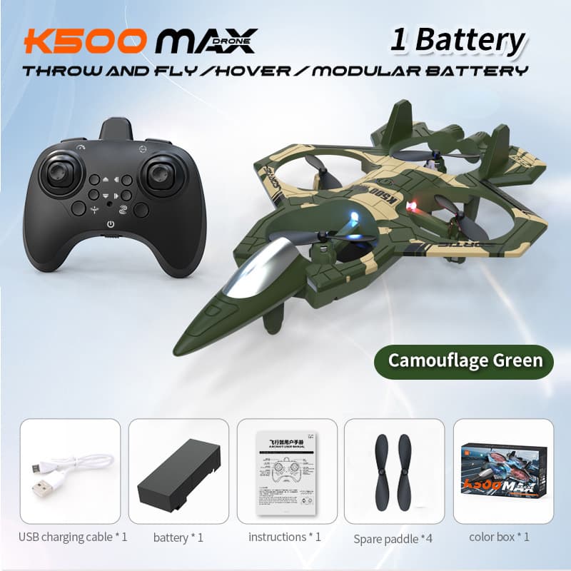 Camouflage Green 2.4G Remote Control Stunt Fighter Drone - Manual Toss