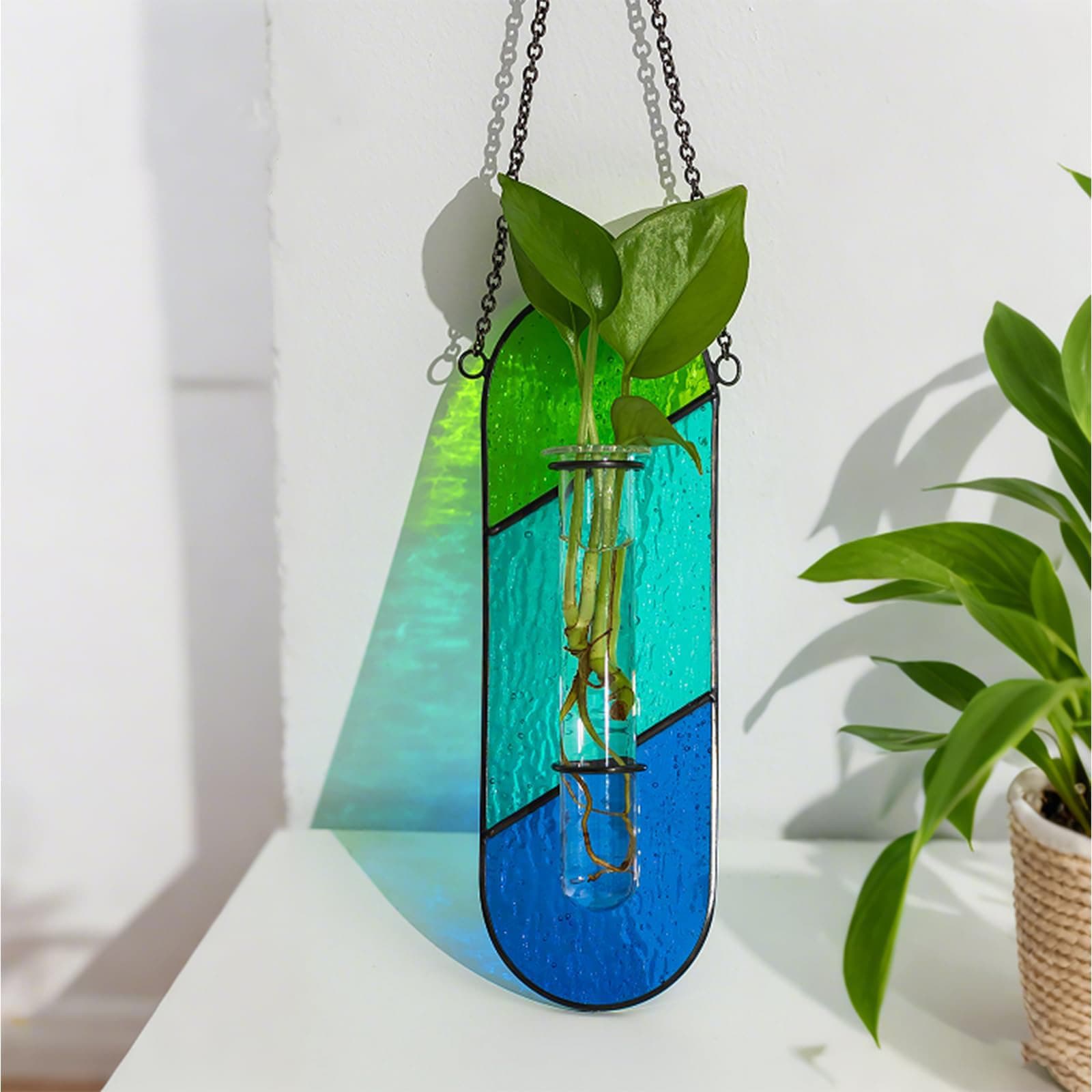 Handcrafted Colored Glass Hydroponic Test Tube Vase - Creative Indoor