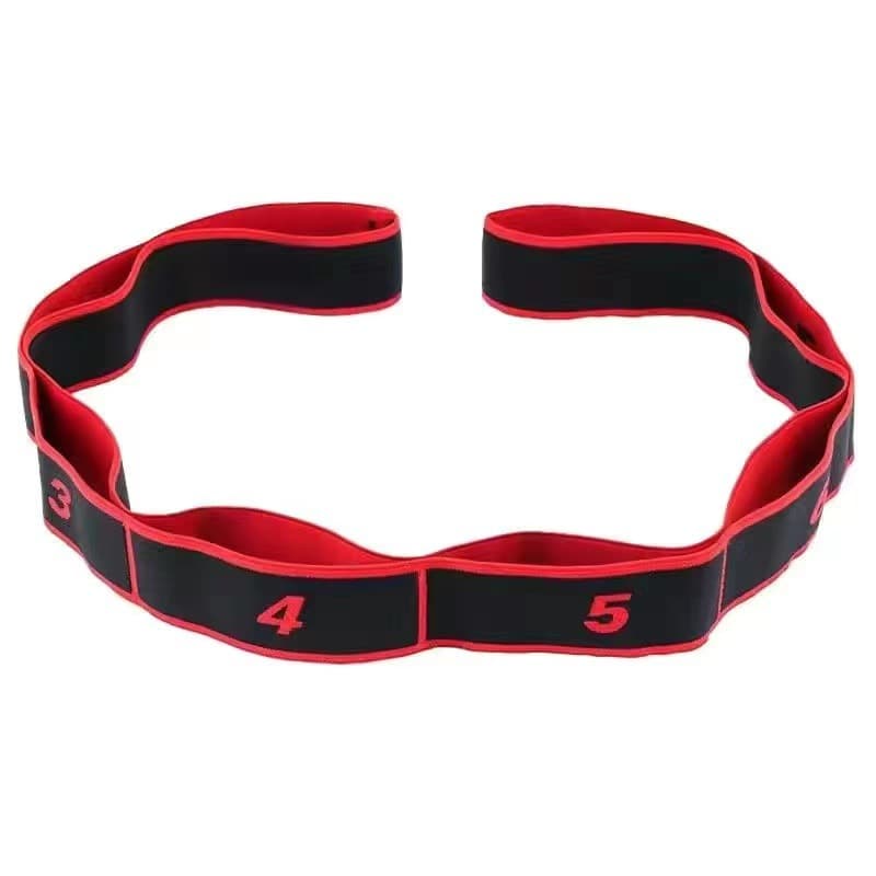 Red 3 Pack Multi-Loop Yoga Stretching Strap with Numbered Sections 90 cm