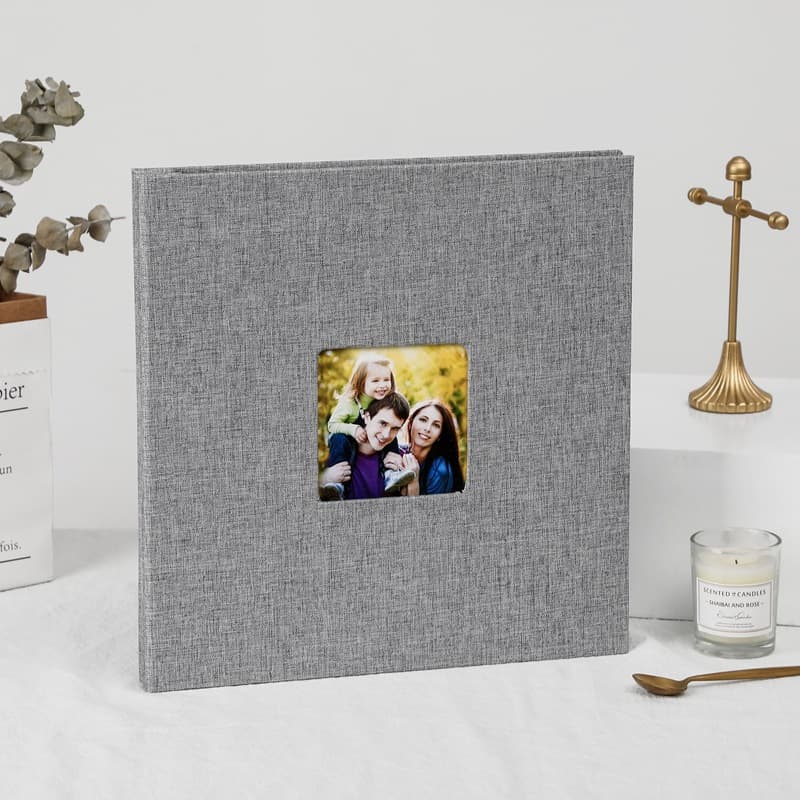 Grey Linen Self-Adhesive Photo Album DIY Scrapbook - Grey Photo Album