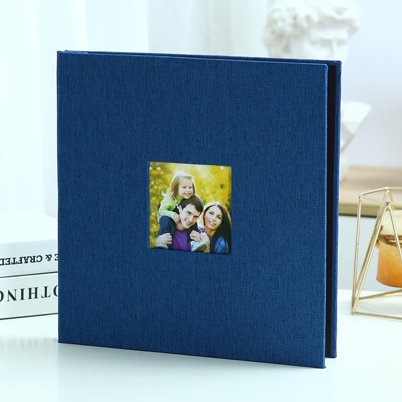 Navy blue Linen Self-Adhesive Photo Album DIY Scrapbook - Navy Blue Photo