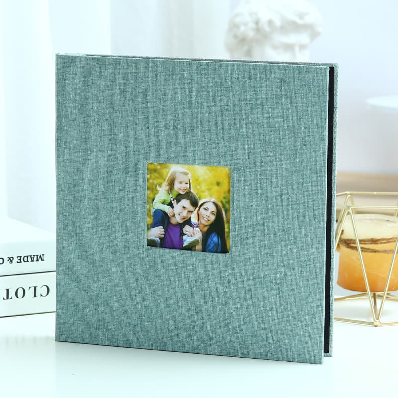 Green Linen Self-Adhesive Photo Album DIY Scrapbook with Cover - Green Photo