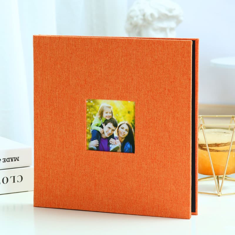 Orange Linen Self-Adhesive Photo Album DIY Scrapbook - Orange Photo