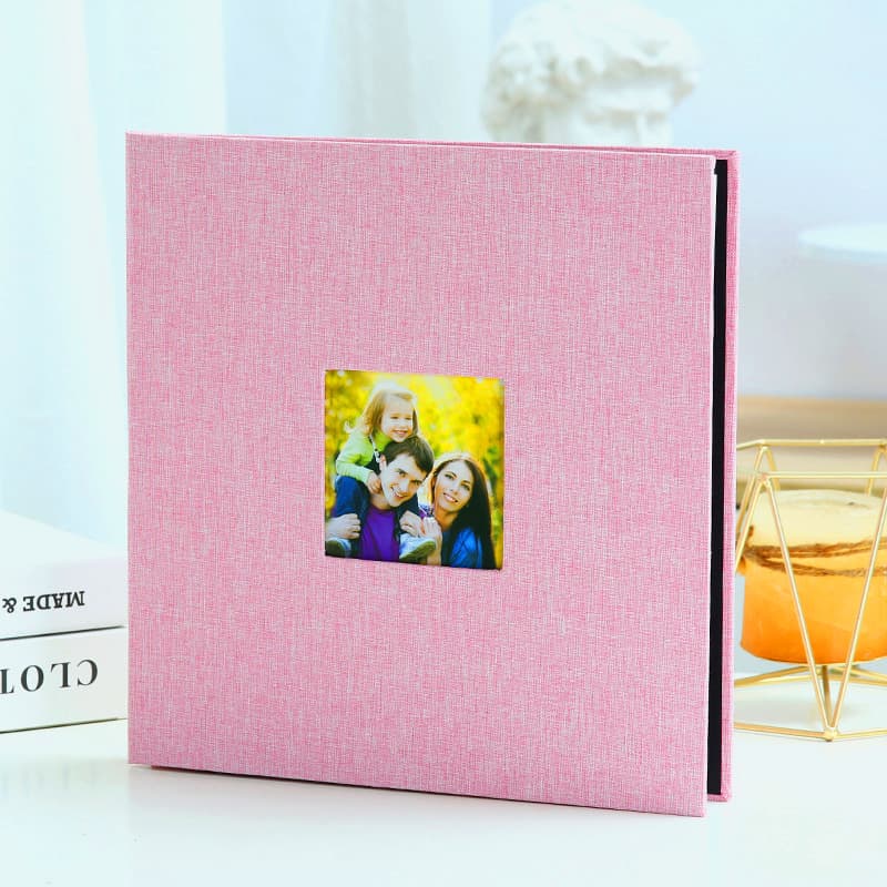 Pink Linen Self-Adhesive Photo Album DIY Scrapbook - Pink Photo Album