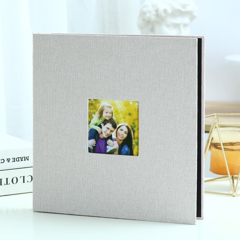 Beige Linen Self-Adhesive Photo Album DIY Scrapbook with Cover - Beige Photo