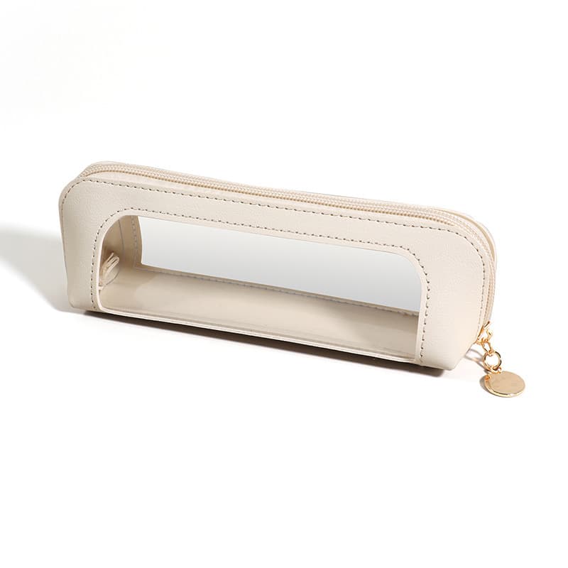 2-Pcs White Transparent Makeup Brush Case - Portable Zippered Cosmetic Pouch