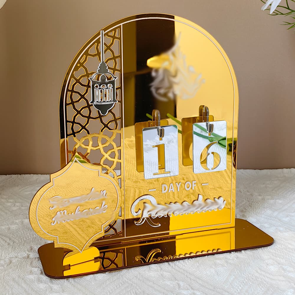 Gold Acrylic Desktop Holiday Countdown Ornament with Mirrored Finish - BT268